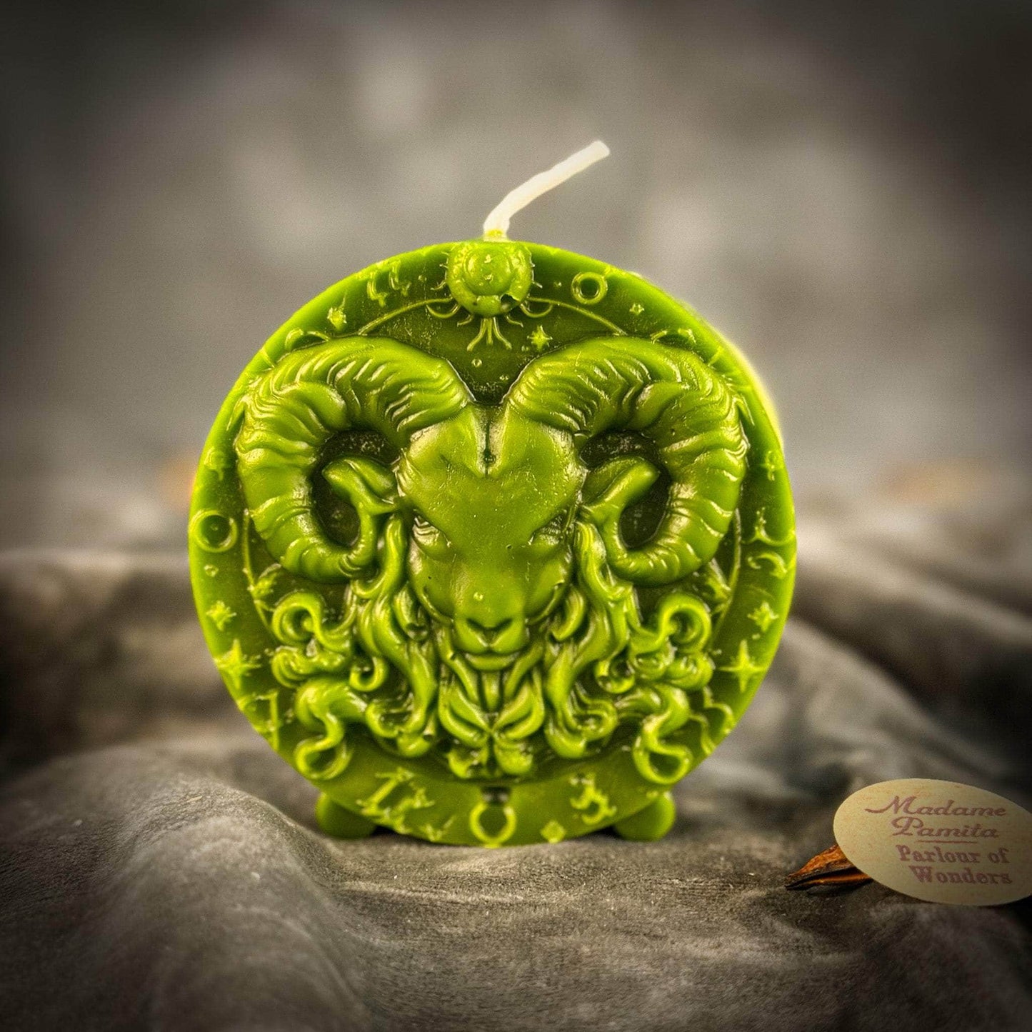 Parlour of Wonders Beeswax Candle Green (Prosperity) Beeswax Aries Ram Zodiac Spell Candle Beeswax Aries Ram Zodiac Spell Candle