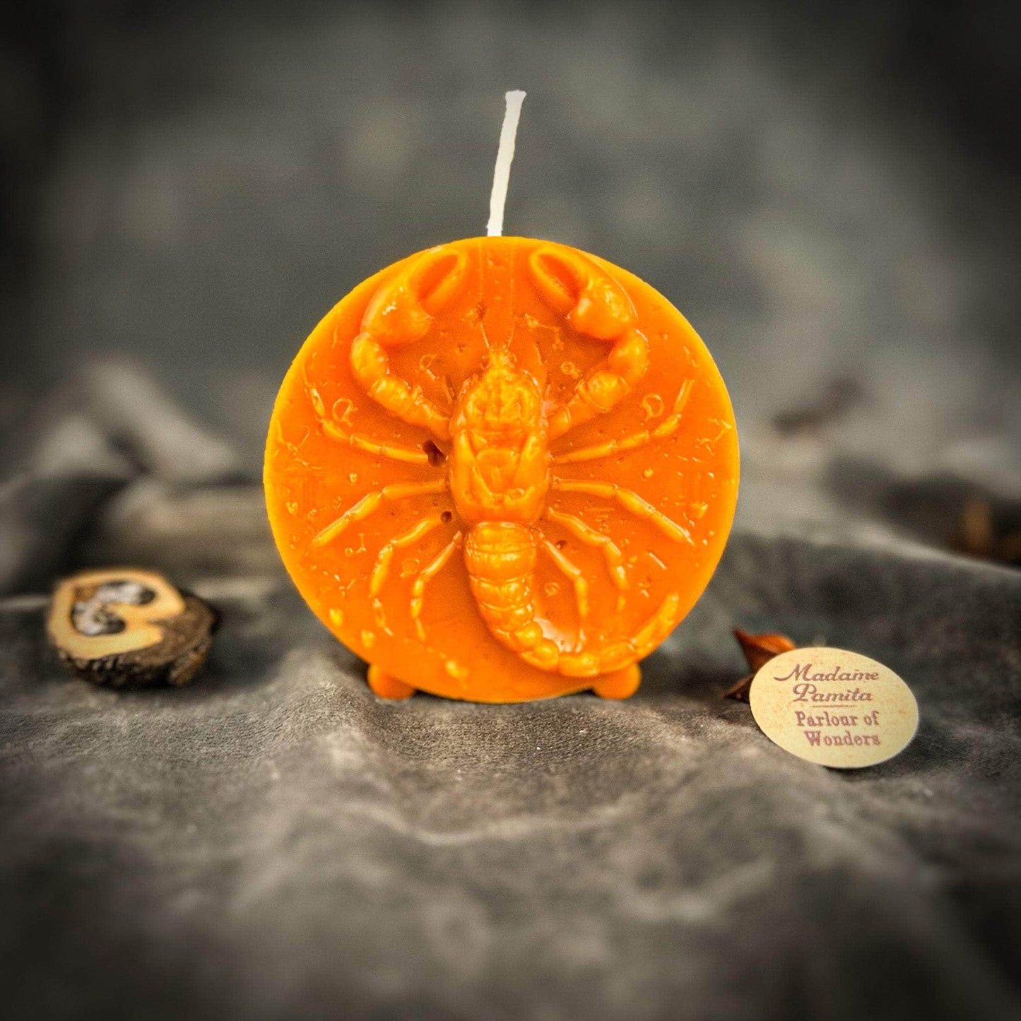 Parlour of Wonders Beeswax Candle Orange (Removing Blocks) Beeswax Scorpio Scorpion Zodiac Spell Candle Beeswax Scorpio Scorpion Zodiac Spell Candle