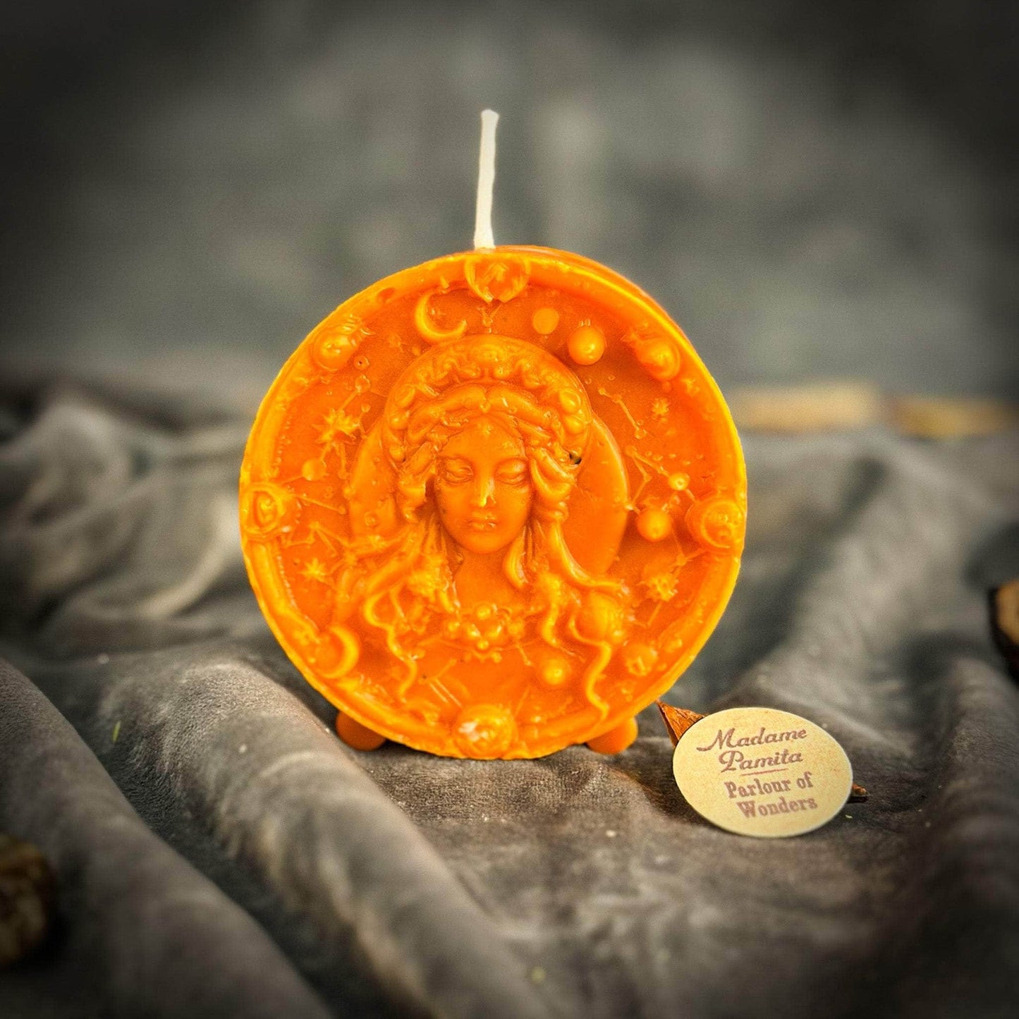 Parlour of Wonders Beeswax Candle Orange (Removing Blocks) Beeswax Virgo Maiden Zodiac Spell Candle Beeswax Virgo Maiden Zodiac Spell Candle