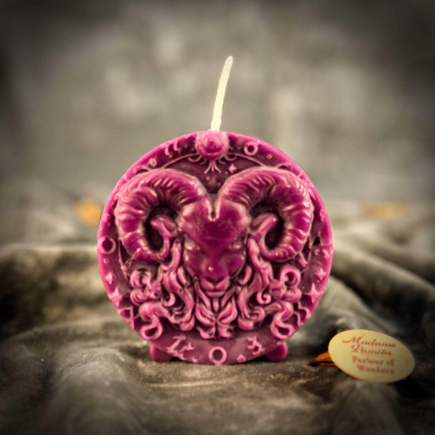 Parlour of Wonders Beeswax Candle Purple (Power) Beeswax Aries Ram Zodiac Spell Candle Beeswax Aries Ram Zodiac Spell Candle
