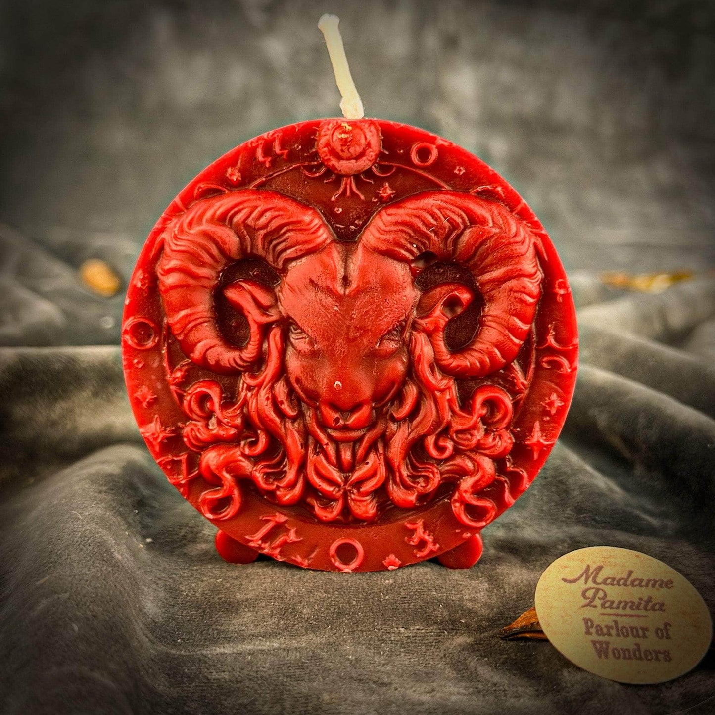 Parlour of Wonders Beeswax Candle Red (Passion) Beeswax Aries Ram Zodiac Spell Candle Beeswax Aries Ram Zodiac Spell Candle