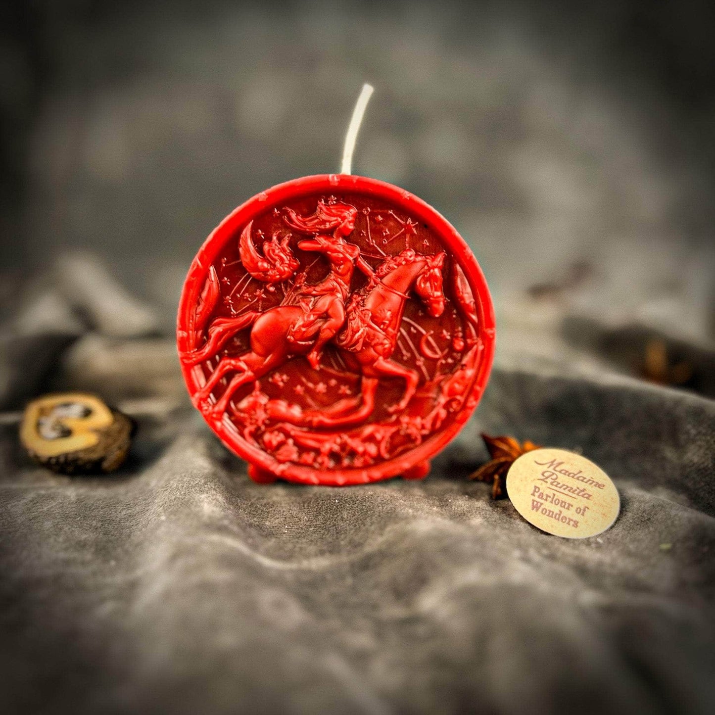 Parlour of Wonders Beeswax Candle Red (Passion) Beeswax Sagittarius Archer Zodiac Spell Candle Beeswax Sagittarius Archer Zodiac Spell Candle
