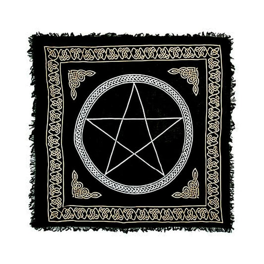 The Witches Sage LLC Altar Cloth Pentacle Gold and Silver Altar Cloth 36" x 36" Pentacle Gold and Silver Altar Cloth 36" x 36"