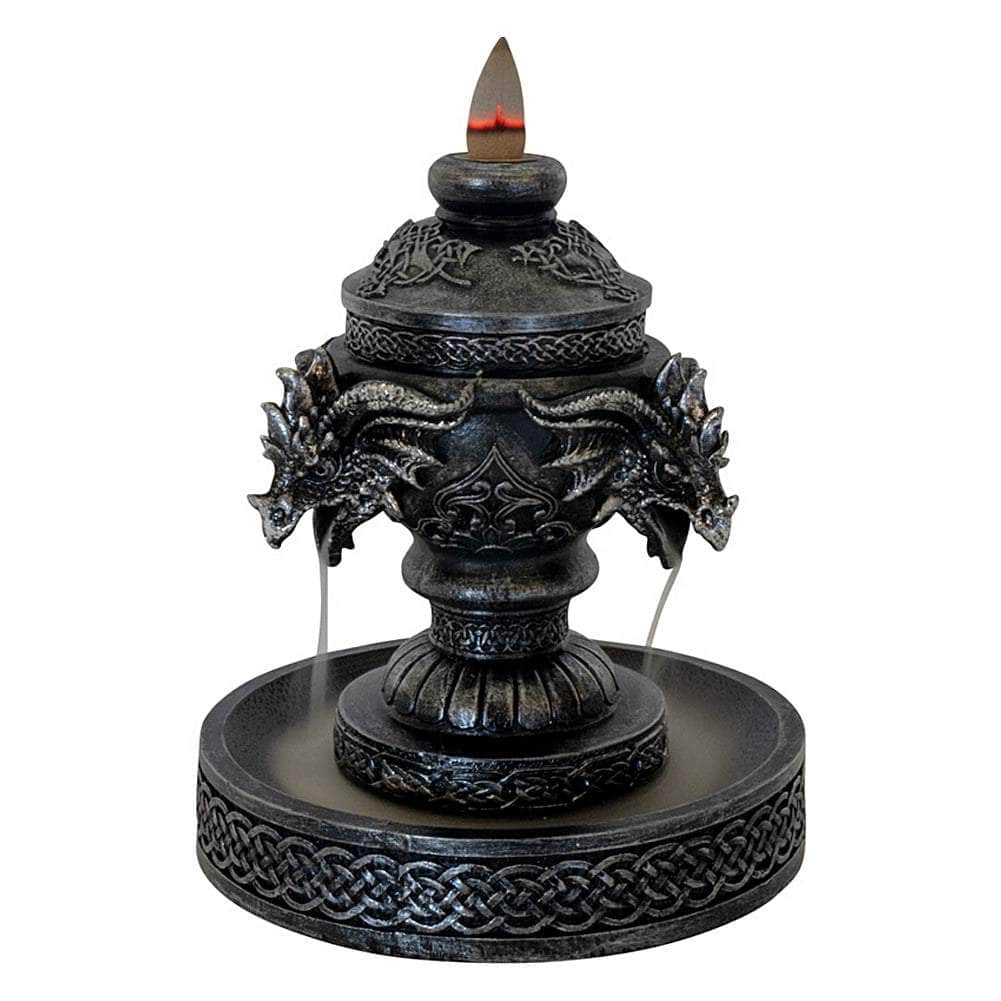 The Witches Sage LLC Incense Burner Celtic Triple Dragon Head Polyresin Backflow Incense Burner Celtic Triple Dragon Head Polyresin Backflow Incense Burner