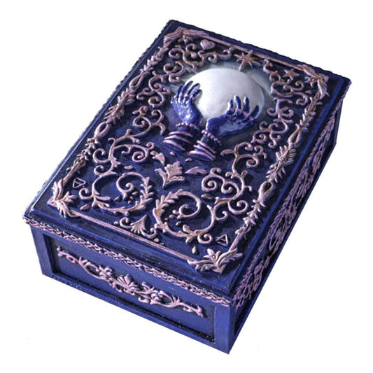 The Witches Sage LLC Wood Box Crystal Ball Tarot Box Crystal Ball Tarot Box