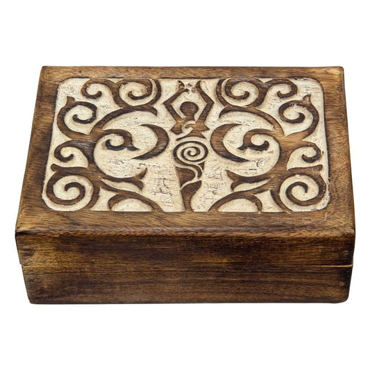 The Witches Sage LLC Wood Box Mango Wood Box - Goddess 7" x 5" Mango Wood Box - Goddess 7" x 5"