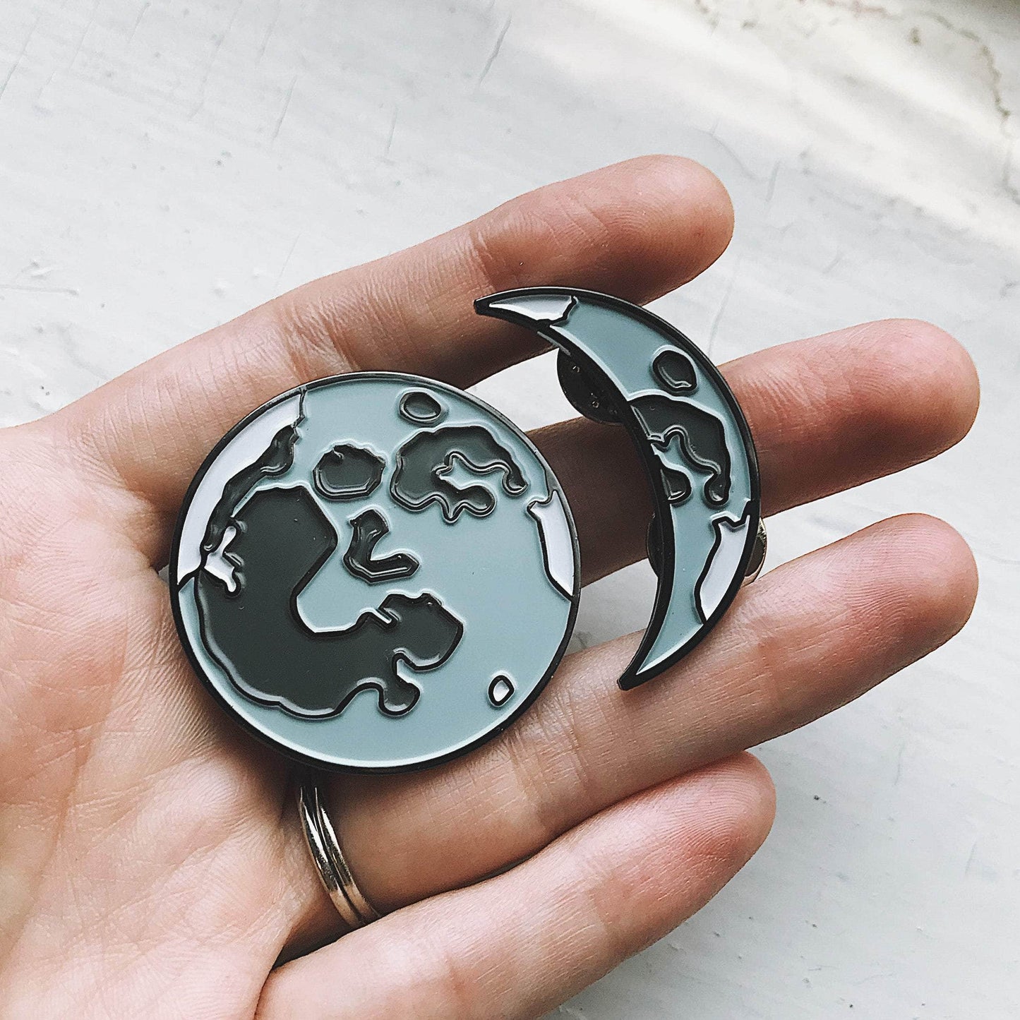 Yugen Handmade Enamel Pin Moon Phases Enamel Pin Set of 5 Moon Phases Enamel Pin Set of 5
