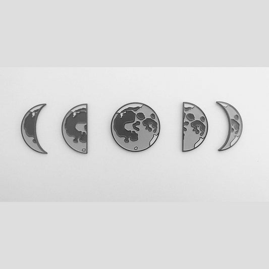 Yugen Handmade Enamel Pin Moon Phases Enamel Pin Set of 5 Moon Phases Enamel Pin Set of 5