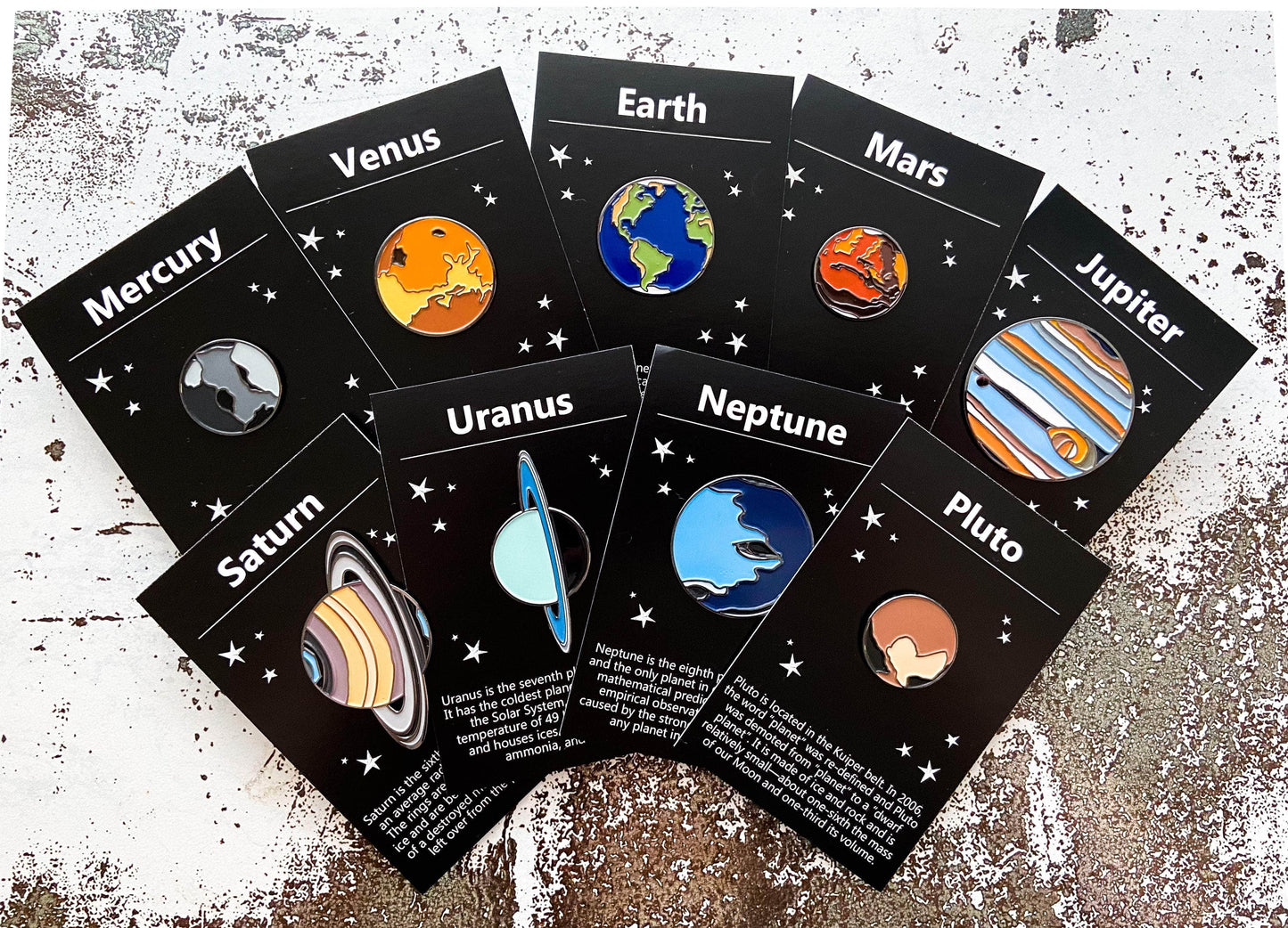 Yugen Handmade Enamel Pin Solar System Planet Enamel Pin Set of 9 Solar System Planet Enamel Pin Set of 9