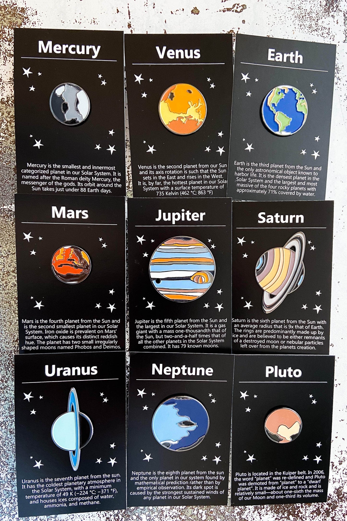 Yugen Handmade Enamel Pin Solar System Planet Enamel Pin Set of 9 Solar System Planet Enamel Pin Set of 9