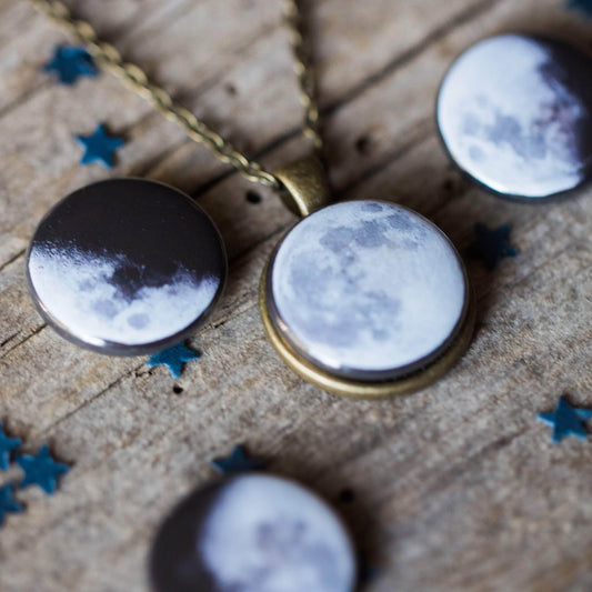 Yugen Handmade Necklace Antique Bronze Tone / 18 inch Interchangeable Moon Phase Necklace Interchangeable Moon Phase Necklace
