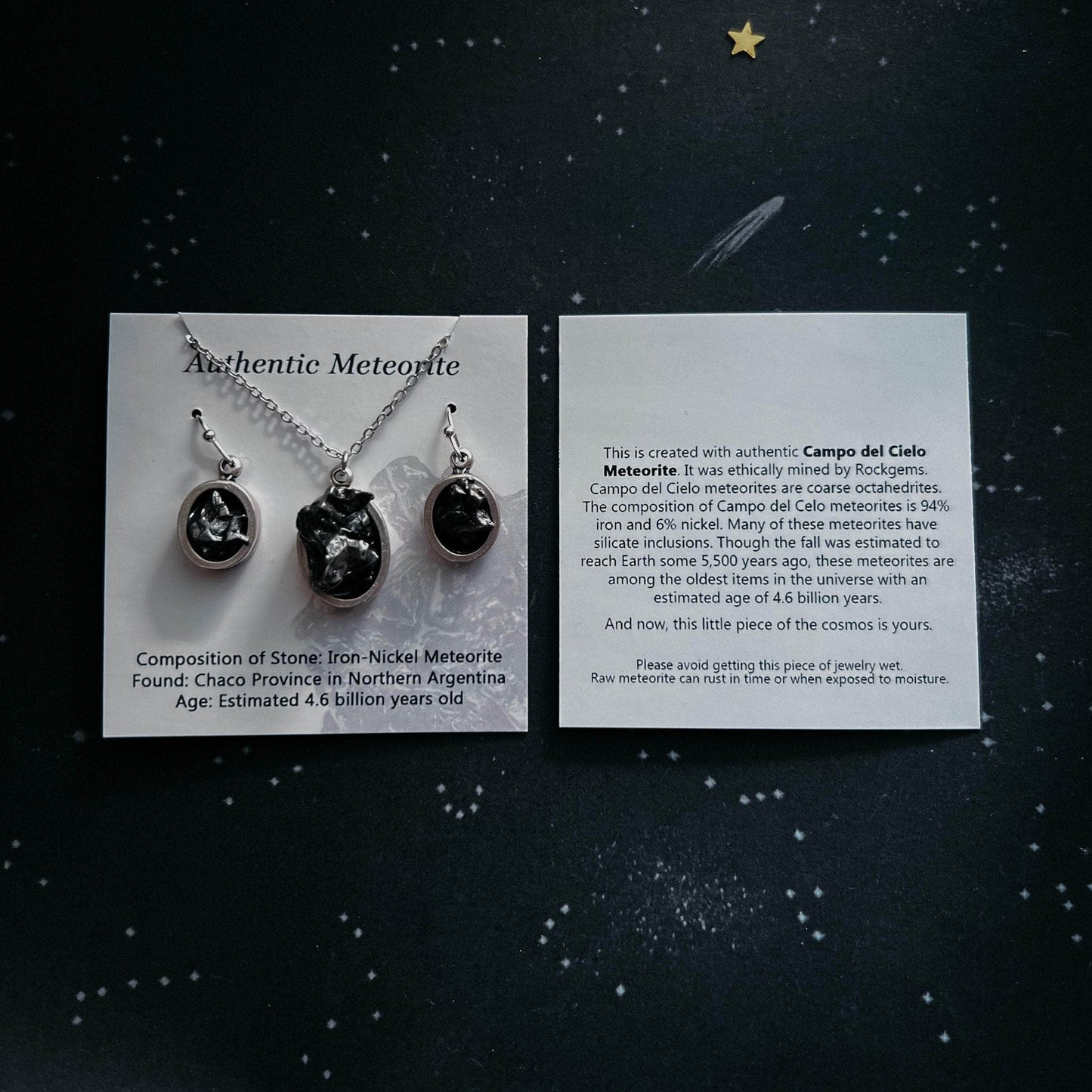 Yugen Handmade Necklace Crescent Moon Necklace with Authentic Meteorite Crescent Moon Necklace with Authentic Meteorite