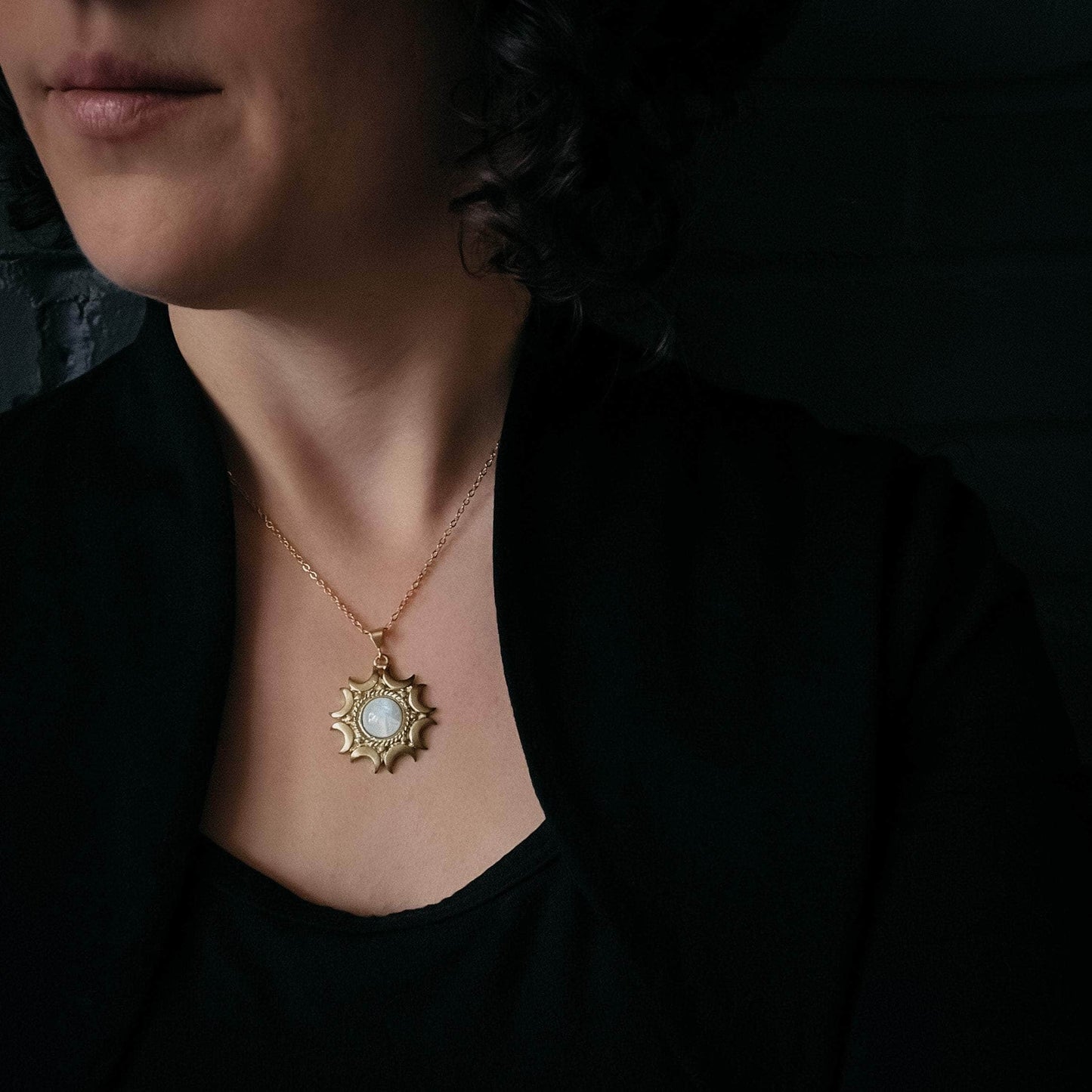 Yugen Handmade Necklace Lunar Witch Necklace - Rainbow Moonstone Pendant Lunar Witch Necklace - Rainbow Moonstone Pendant