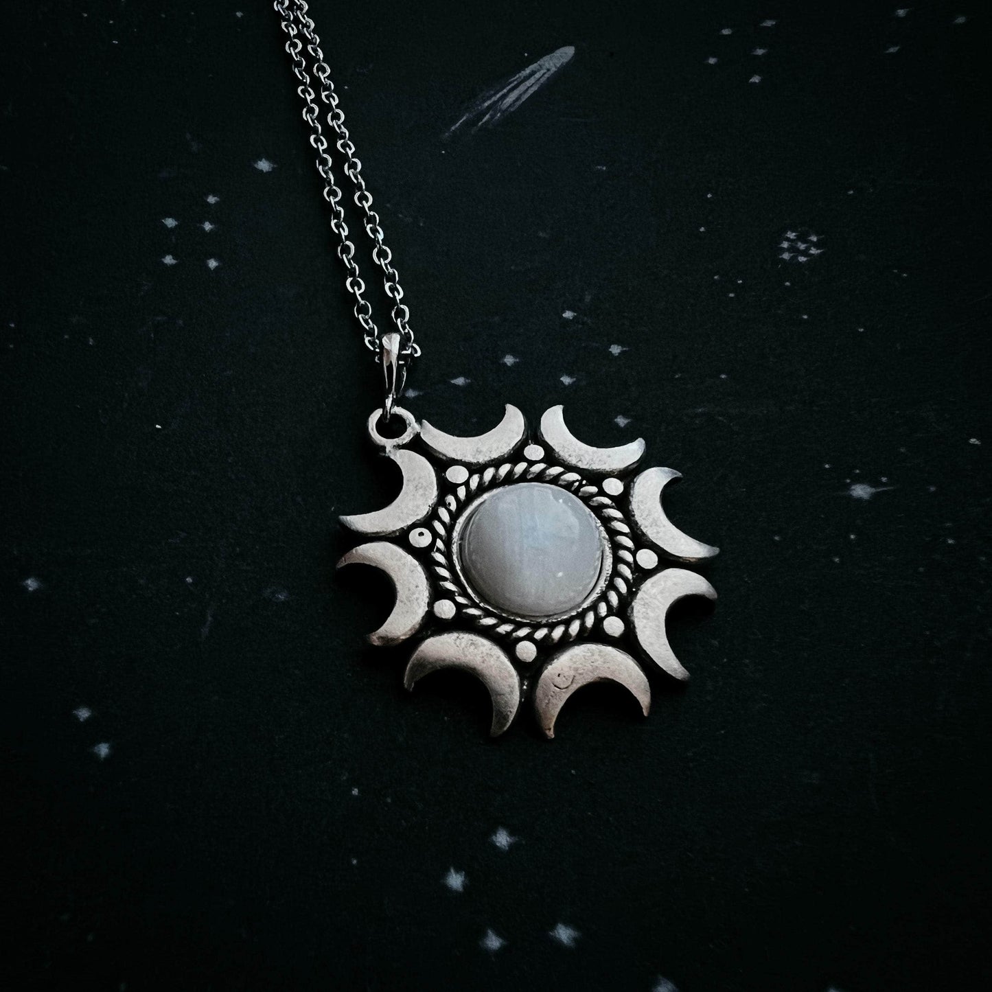 Yugen Handmade Necklace Lunar Witch Necklace - Rainbow Moonstone Pendant Lunar Witch Necklace - Rainbow Moonstone Pendant
