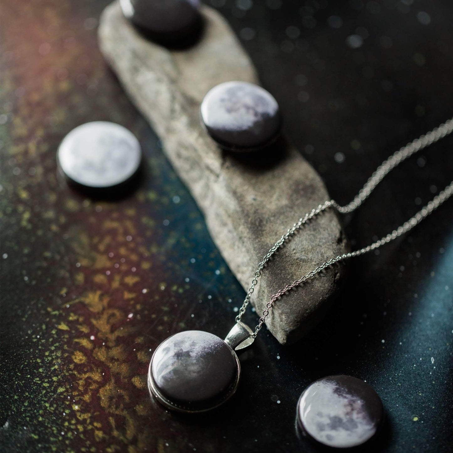 Yugen Handmade Necklace Silver Tone / 18 inch Interchangeable Moon Phase Necklace Interchangeable Moon Phase Necklace