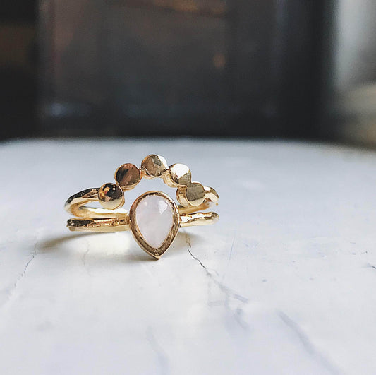 Yugen Handmade Ring Gold Tone Moondrop Moonstone Ring Moondrop Moonstone Ring