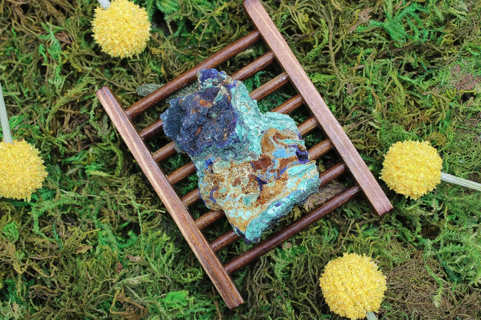6-11 Crystals Crystal Azurite and Malachite Specimen (az-01) 3” x 4”