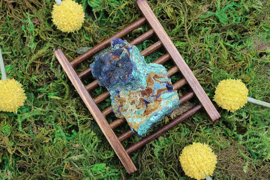 6-11 Crystals Crystal Azurite and Malachite Specimen (az-01) 3” x 4”