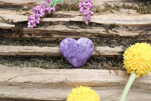 6-11 Crystals Crystal Charoite Hearts 1.25" x 1"