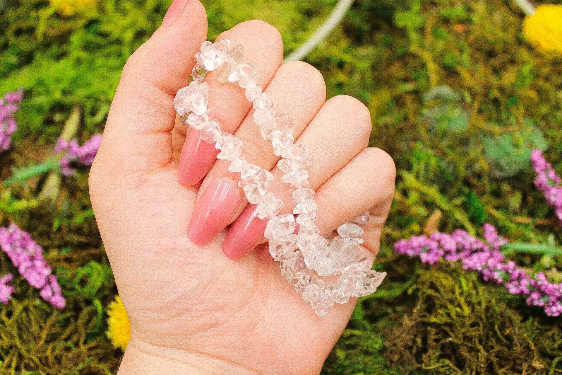 6-11 Crystals Crystal Clear Quartz Gemstone Chip Bracelets