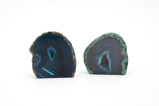 6-11 Crystals Crystal Dyed Teal Agate with Cut Base 1.5 - 2"