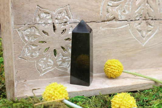 6-11 Crystals Crystal Golden Obsidian Tower (ob-01) 3.36" tall