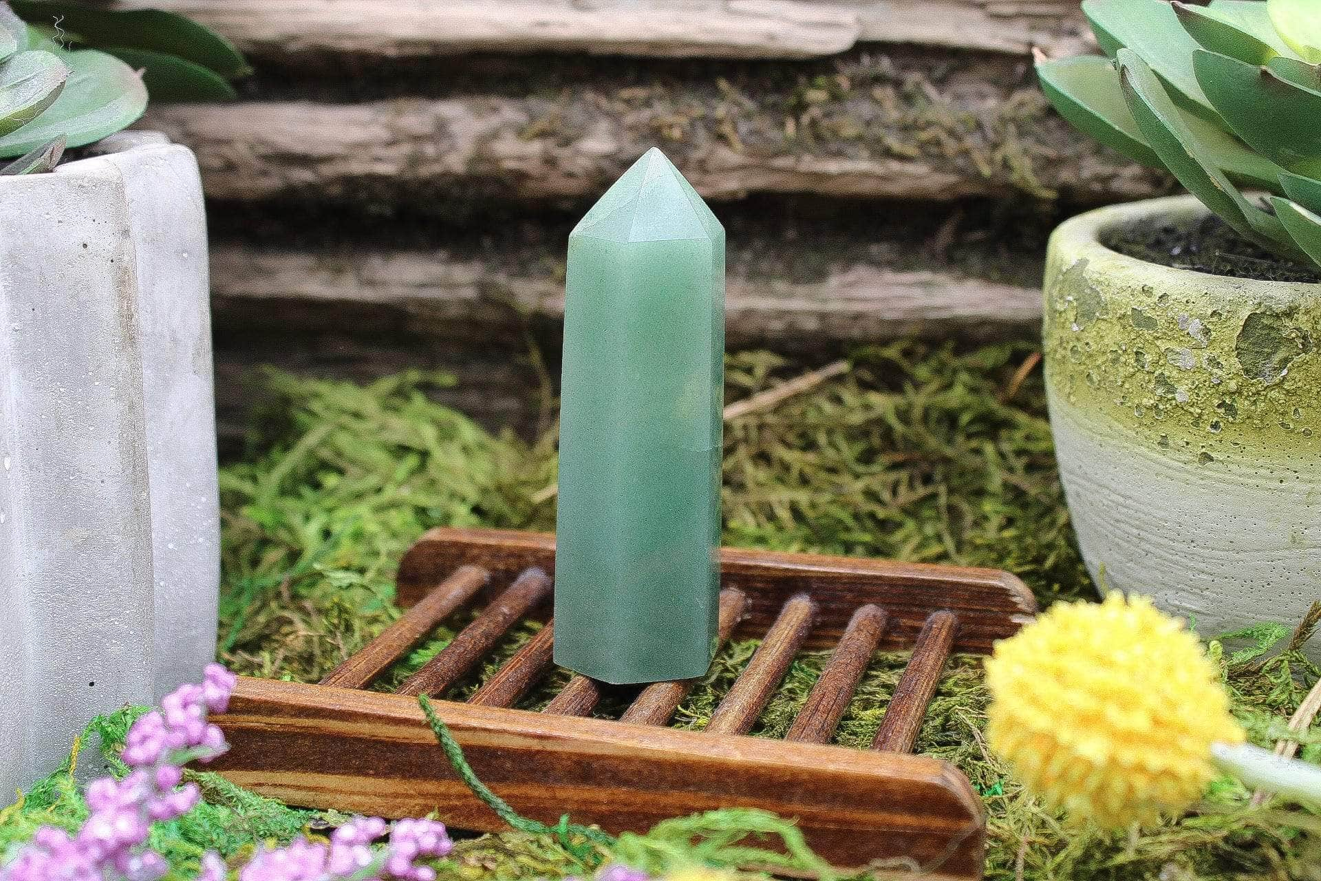 6-11 Crystals Crystal Green Aventurine Tower (av-03) ~1.25" x ~3.25"