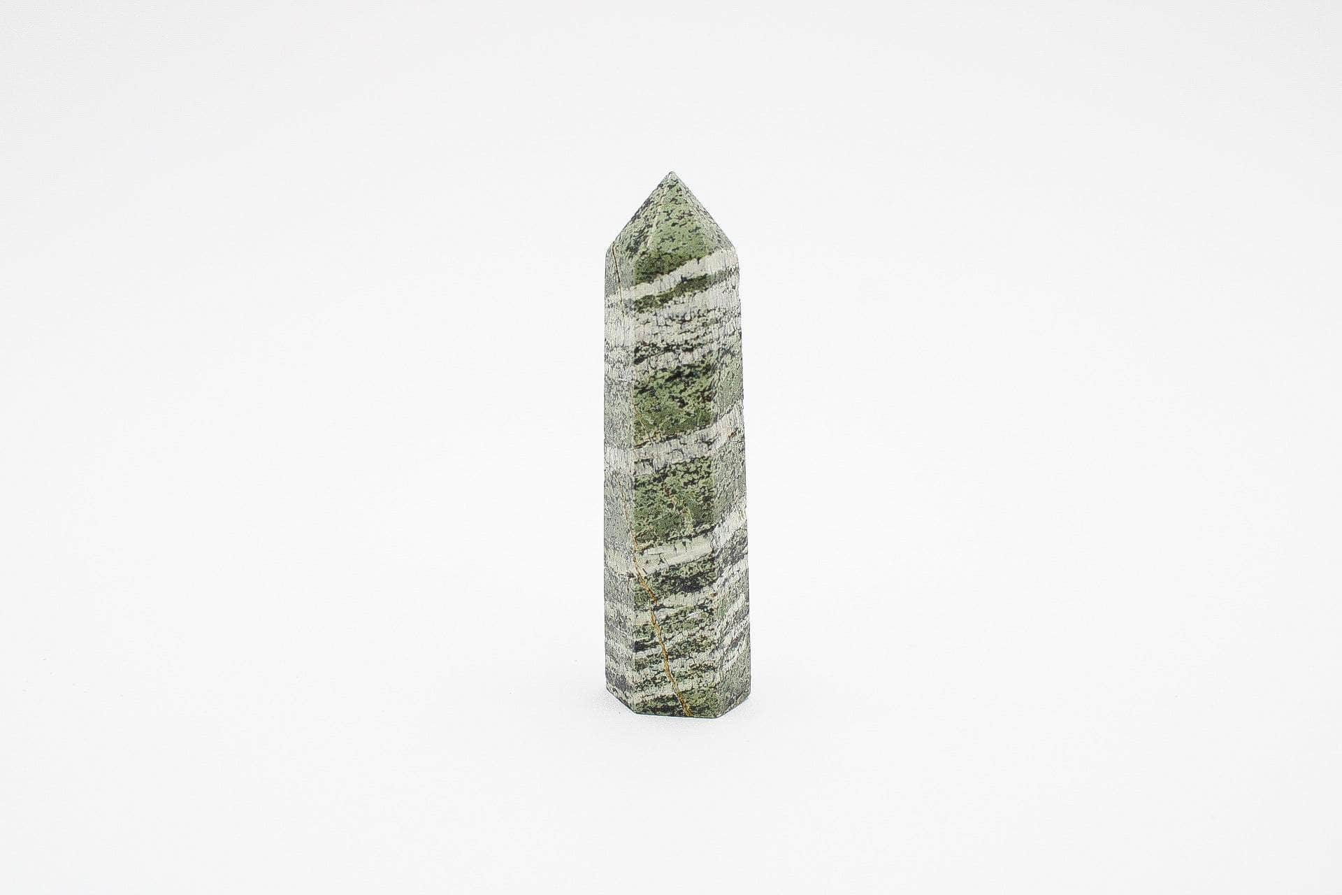 6-11 Crystals Crystal Green Zebra Jasper Tower 3" Tall