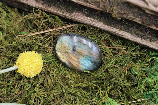 6-11 Crystals Crystal Labradorite Palm (lb-02) 1.75" x 2.25"
