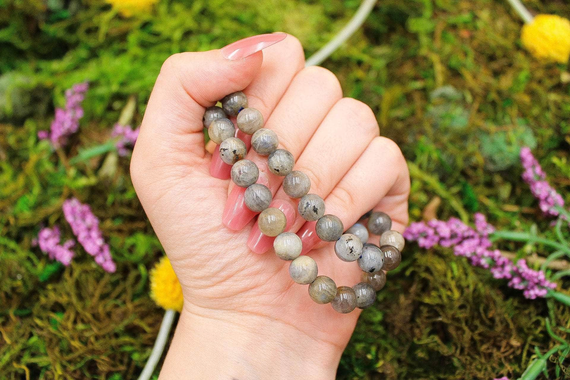 6-11 Crystals Crystal Labradorite - Transformation Round Bead Gemstone Bracelets