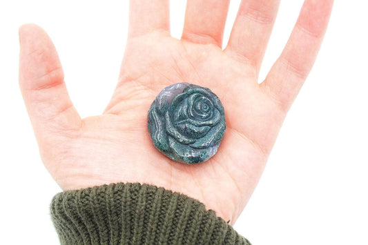 6-11 Crystals Crystal Moss Agate Carved Rose 1.25" Moss Agate Carved Rose 1.25"