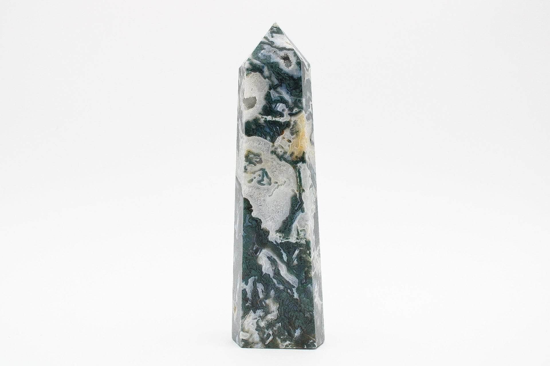 6-11 Crystals Crystal Moss Agate Tower 9" Tall!