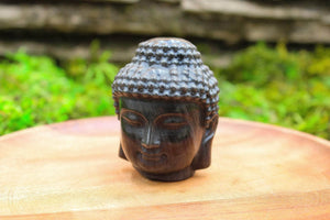 6-11 Crystals Crystal Obsidian Carved Buddha Head  2.75" Tall