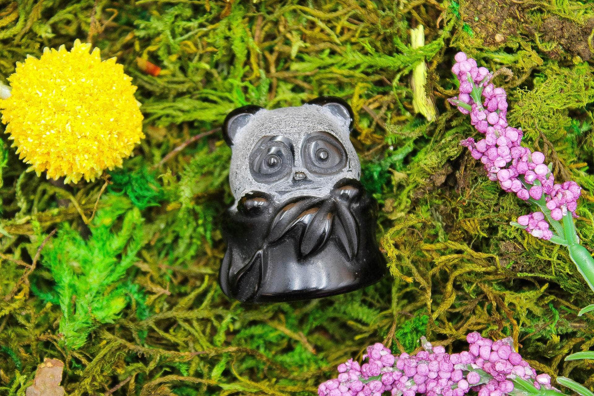 6-11 Crystals Crystal Obsidian Panda Carving Obsidian Panda Carving