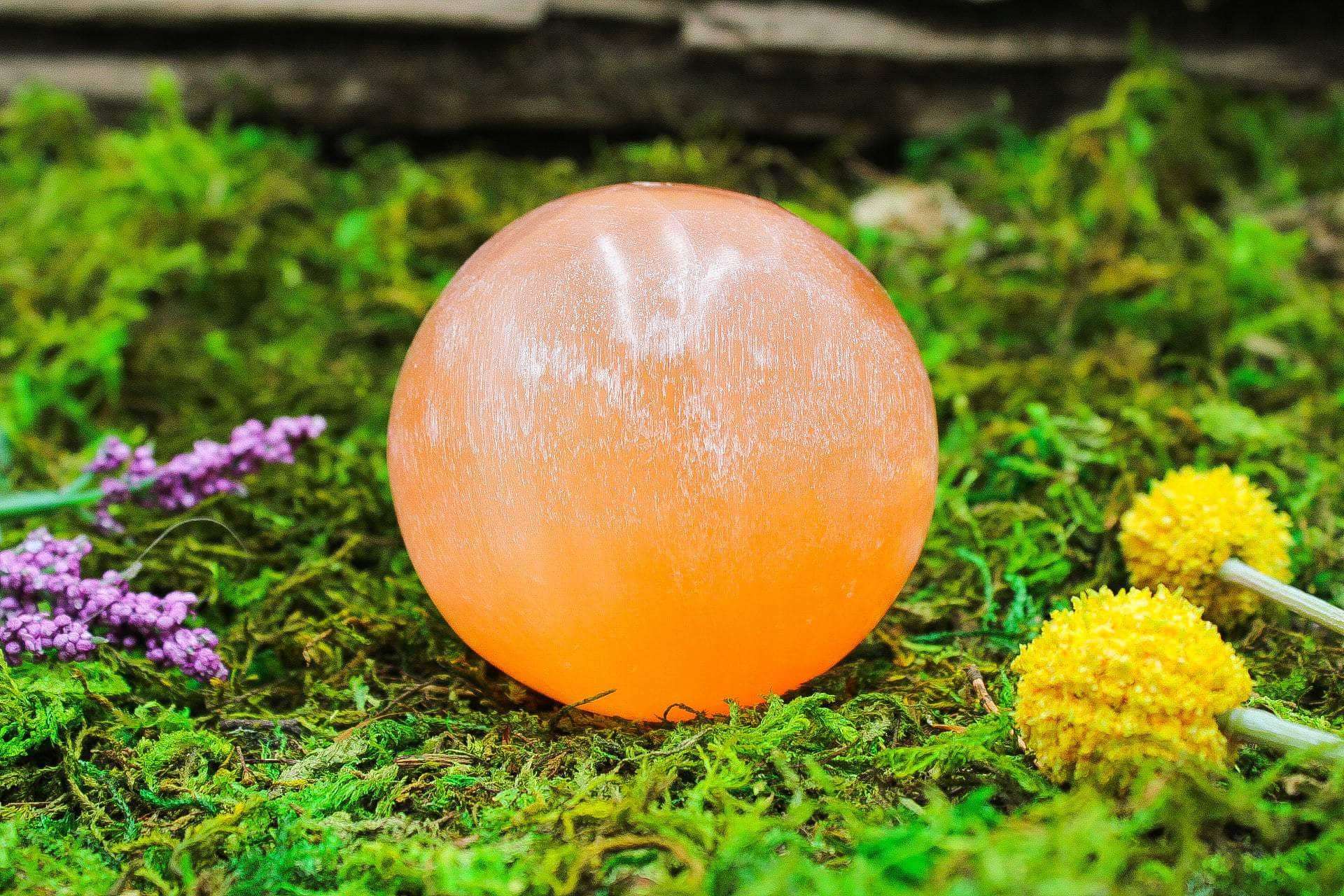 6-11 Crystals Crystal Peach Selenite Sphere Peach Selenite Sphere