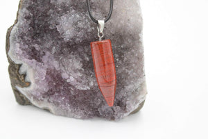 6-11 Crystals Crystal Red Jasper Bullet Shape Necklace