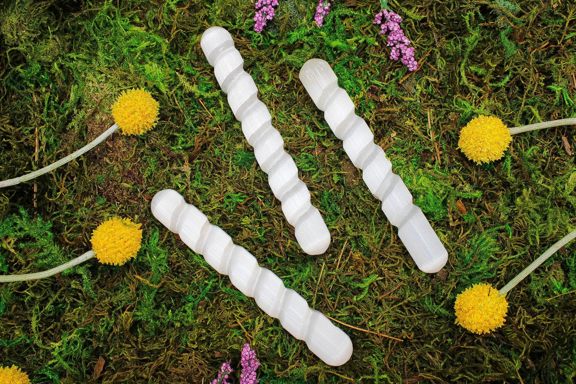 6-11 Crystals Crystal Selenite Spiral Wands - 6" Long