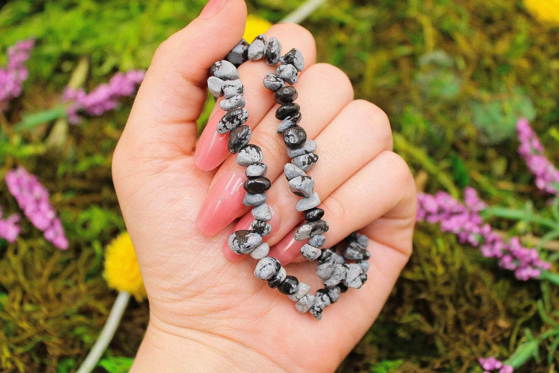 6-11 Crystals Crystal Snowflake Obsidian Gemstone Chip Bracelets