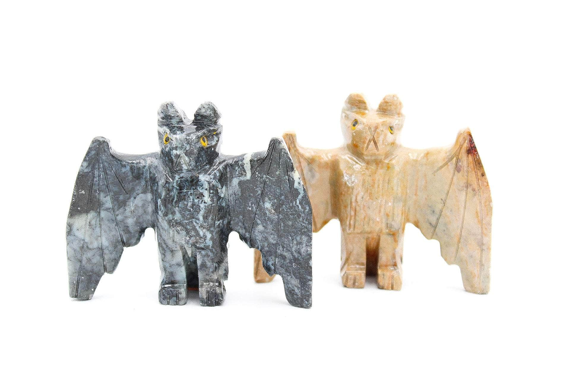 6-11 Crystals Crystal Soapstone Bats Animal Carvings