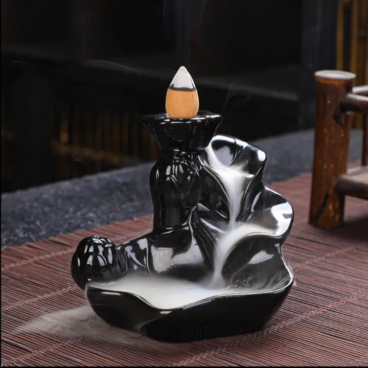 6-11 Crystals Incense Cascade Incense Burner, backflow and stick