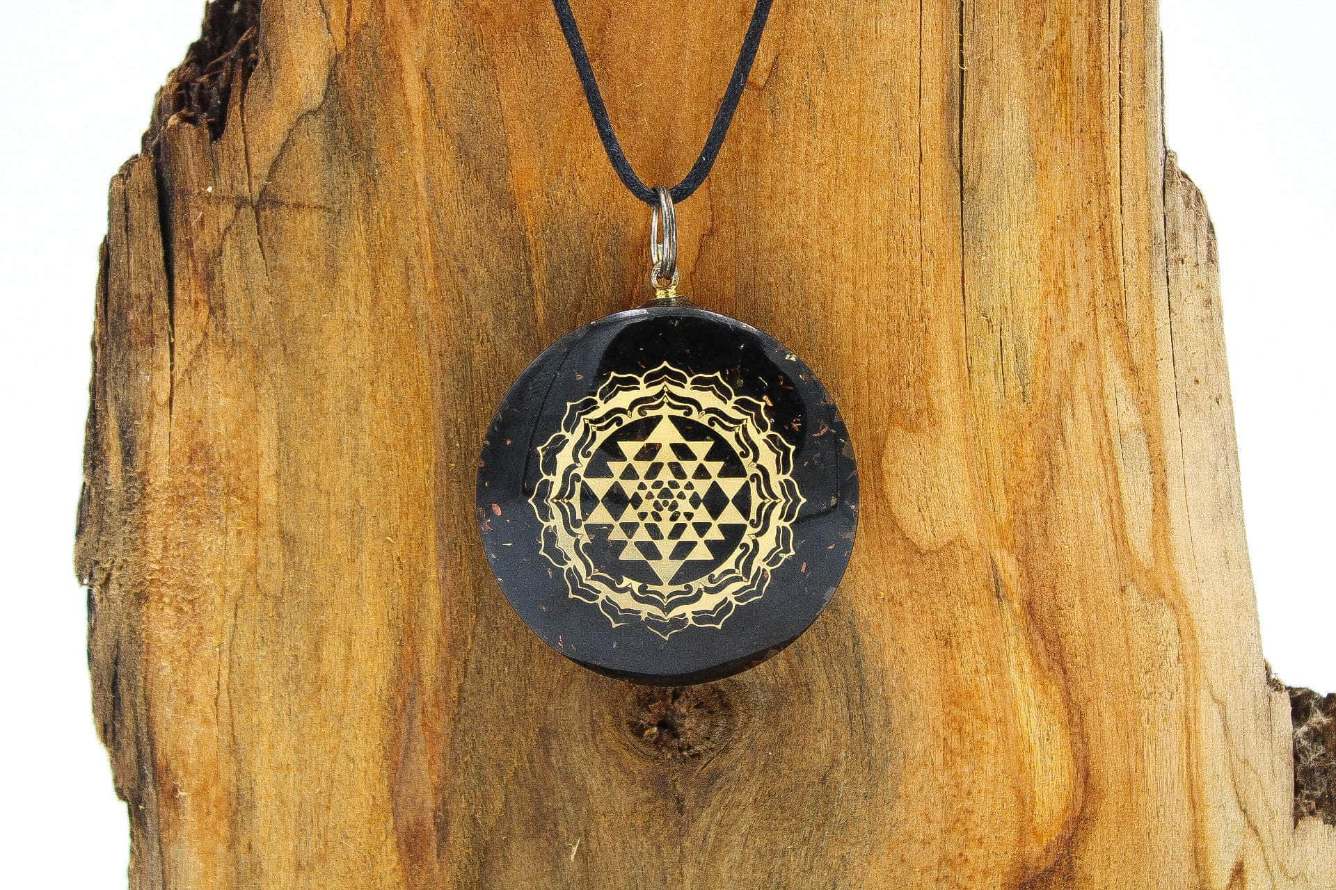 6-11 Crystals Jewelry Obsidian Round Orgonite Necklaces with Genuine Gemstones and Copper Generator