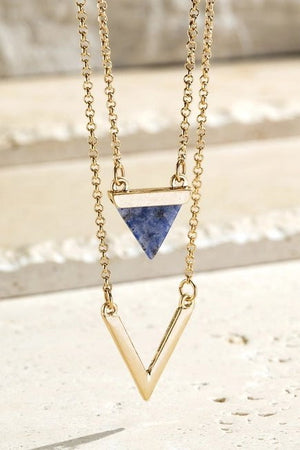 6-11 Crystals Jewelry Sodalite Triangle Stack Necklace Sodalite Triangle Stack Necklace