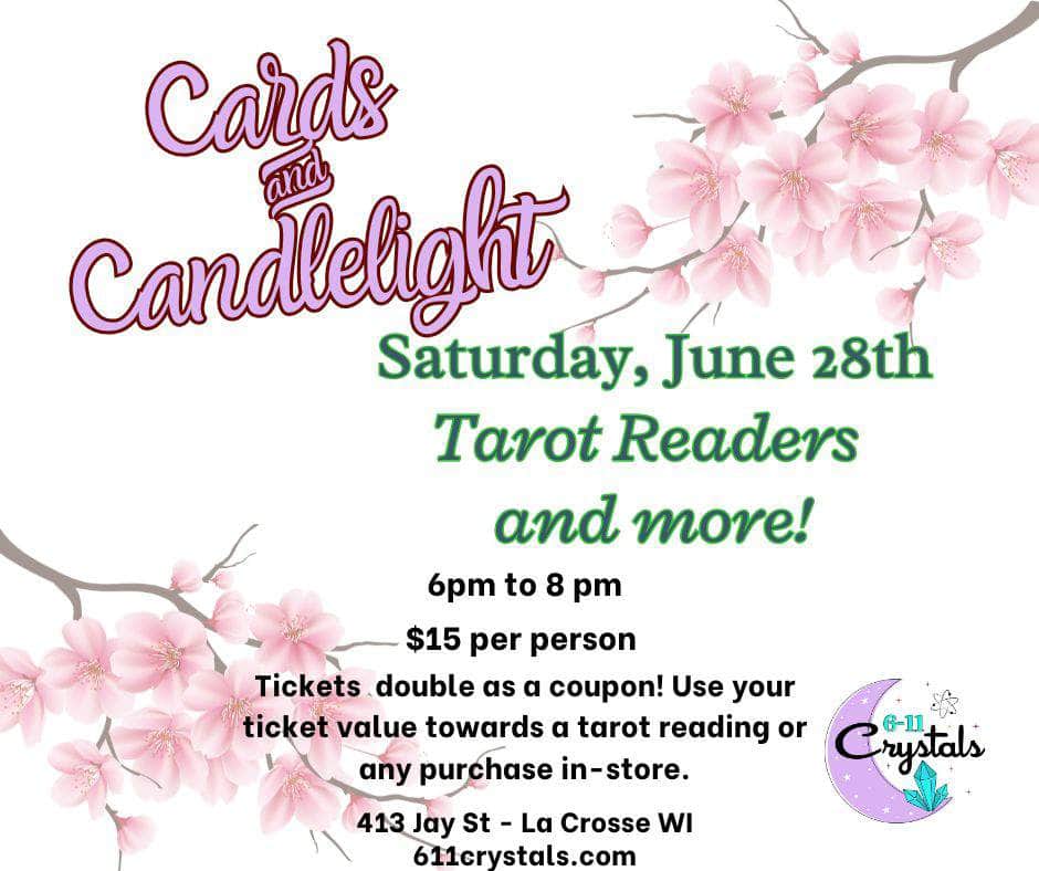 6-11 Crystals Tickets ✨ Cards And Candlelight: An Evening of Tarot & Tea ✨ ✨ Cards And Candlelight: An Evening of Tarot & Tea ✨