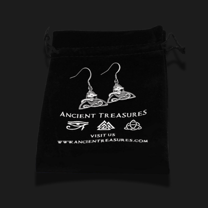 Ancient Treasures Earrings Celtic Cat on Triquetra Stainless Steel Earrings Celtic Cat on Triquetra Stainless Steel Earrings