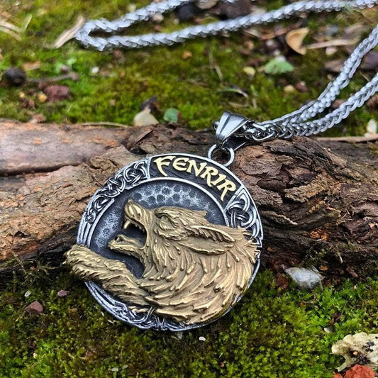 Ancient Treasures Pendant and Necklace Ancient Treasures' Vikings Wolf Fenrir Stainless Steel Necklace Ancient Treasures' Vikings Wolf Fenrir Stainless Steel Necklace