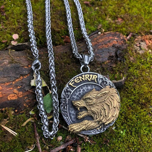 Ancient Treasures Pendant and Necklace Ancient Treasures' Vikings Wolf Fenrir Stainless Steel Necklace Ancient Treasures' Vikings Wolf Fenrir Stainless Steel Necklace