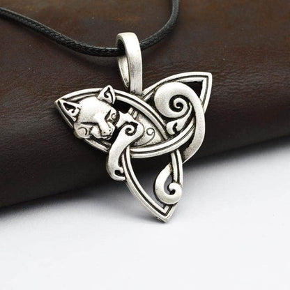 Ancient Treasures Pendants & Necklaces Ancient Treasures' Celtic Cat on Triquetra Stainless Steel Necklace Ancient Treasures' Celtic Cat on Triquetra Stainless Steel Necklace
