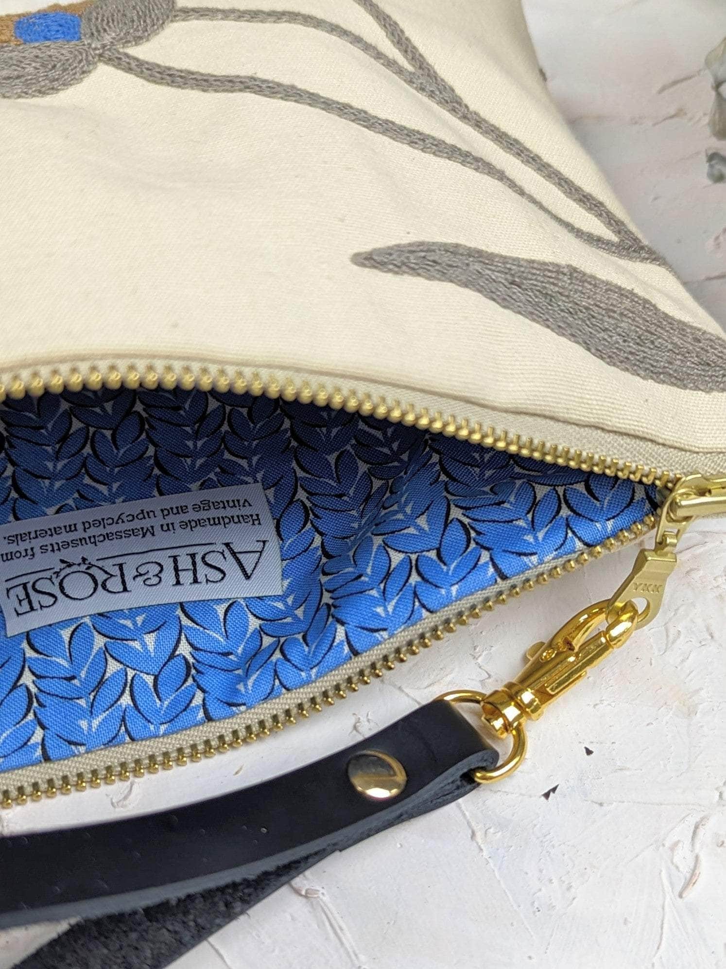 Ash & Rose Blue Poppy Wristlet Purse Blue Poppy Wristlet Purse