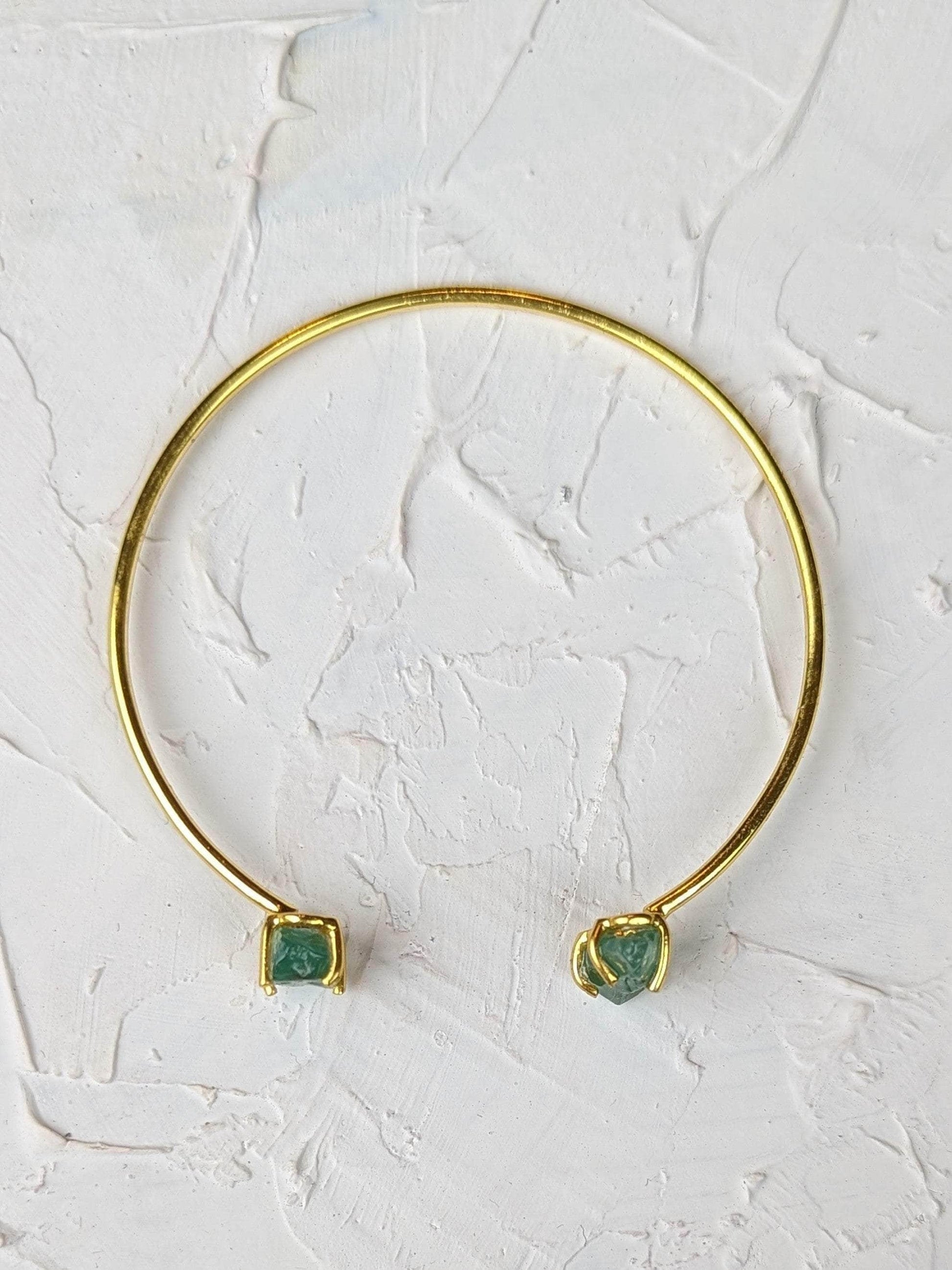 Ash & Rose Bracelet Apatite and Gold Cuff Bracelet Apatite and Gold Cuff Bracelet