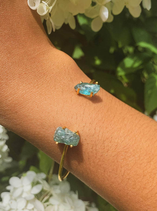 Ash & Rose Bracelet Apatite and Gold Cuff Bracelet Apatite and Gold Cuff Bracelet